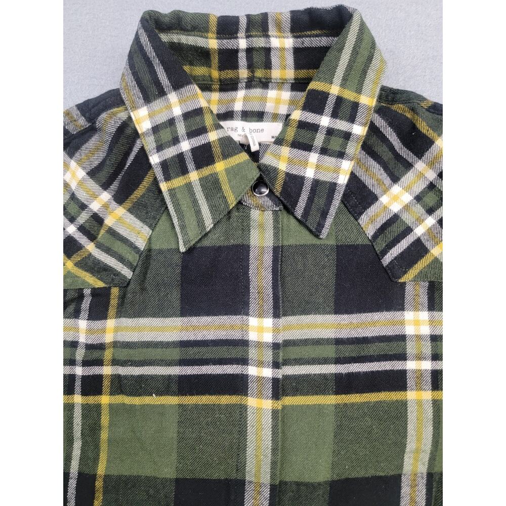 Rag & Bone Kellen Plaid Midi Shirt Dress Green Zip Front Collared Womens M - Picture 3 of 12